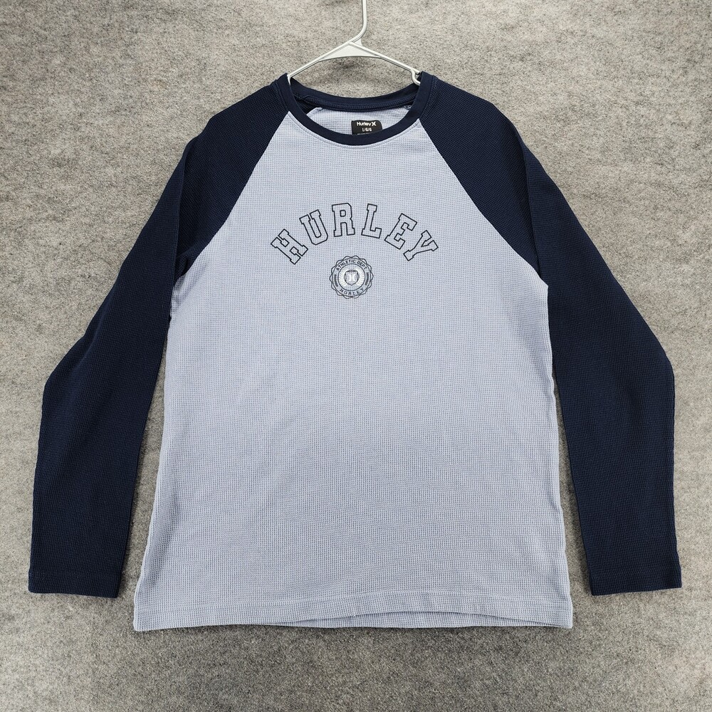 Hurley Shirt Mens Large Blue Raglan Waffle Thermal Long Sleeve
